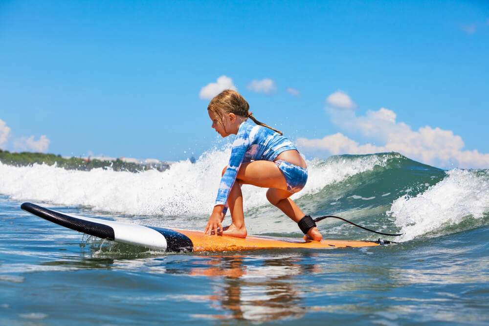 Photo of a Girl on a Surfboard Rental in Myrtle Beach.